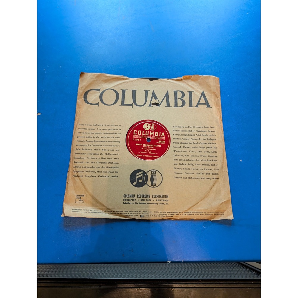 Benny Goodman Sextet Rose Room Air Mail Special 78 RPM Columbia 36720 Jazz Vinyl